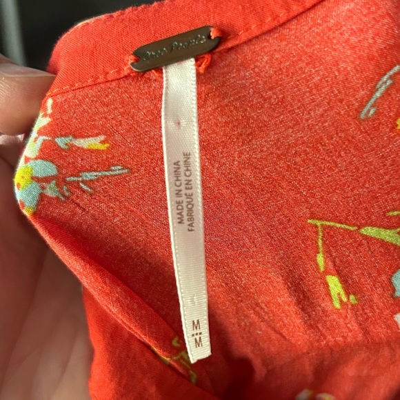 Free People Greatest Day Floral Print Smocked Mini Dress in Red Sz M - Picture 7 of 7